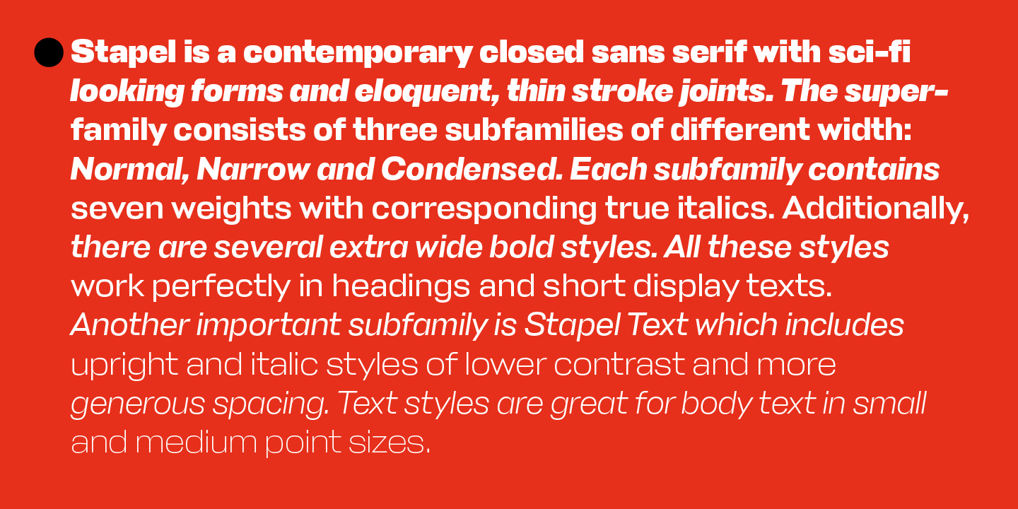 Ejemplo de fuente Stapel Text Light Italic